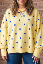 Load image into Gallery viewer, Beige Round Neck Long Sleeve Polka Dot Plus Size Top