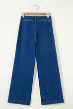 Load image into Gallery viewer, Sail Blue Hardware Decor Patched Pockets Wide Leg Denim Pants