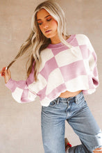 Load image into Gallery viewer, Black Checkered Bishop Sleeve Sweater