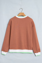 Load image into Gallery viewer, Racing Red Contrast Striped Trim Baggy Pullover Sweatshirt