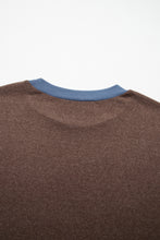 Load image into Gallery viewer, Dark Brown Long Sleeve Round Neck Patchwork Colorblock Plus Size Set