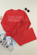 Load image into Gallery viewer, Racing Red MERRY Corded Long Sleeve Top and Pockets Pants Set