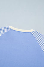 Load image into Gallery viewer, Beige Plaid Sleeve Colorblock Raglan Pullover Sweatshirt