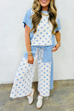 Load image into Gallery viewer, Yellow Color Block Patchwork Polka Dot Wide Leg Pant Set