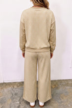Load image into Gallery viewer, Red Color Block Plaid Patchwork Long Sleeve Pullover Wide Leg Pant Set