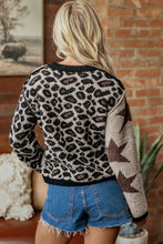 Load image into Gallery viewer, Smoke Gray Leopard Star Pattern Round Neck Long Sleeve Shift Sweater
