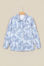 Load image into Gallery viewer, Gray Abstract Print Fuzzy Collar Long Sleeve Patch Pocket Tunic Jacket