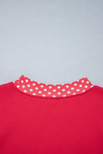 Load image into Gallery viewer, Red Colorblock Polka Dot Contrast Trim Oversized Sweatshirt