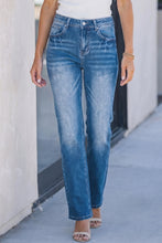 Load image into Gallery viewer, Myosotis Acid Washed Straight Leg Full Length Casual Jeans