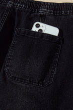 Load image into Gallery viewer, Black Drawstring Waist Ankle Length Casual Jeans Regular Fit Pocket Detail Denim Pants