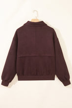 Load image into Gallery viewer, Chicory Coffee Solid Zip-up Metal Placket Collar Long Sleeve Jacket