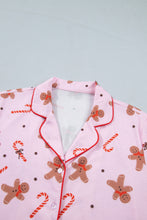 Load image into Gallery viewer, Pink Short Sleeve Placket Shell Button Elastic Waist Lounge Set