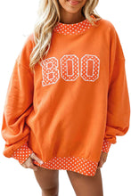 Load image into Gallery viewer, Fiery Red Polka Dot Letter Print Contrast Trim Mock Neck Sweatshirt