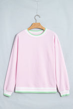 Load image into Gallery viewer, Racing Red Contrast Striped Trim Baggy Pullover Sweatshirt