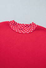 Load image into Gallery viewer, Red Colorblock Polka Dot Contrast Trim Oversized Sweatshirt