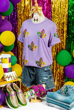 Load image into Gallery viewer, Wisteria Mardi Gras Sequined Pattern Holiday T Shirt