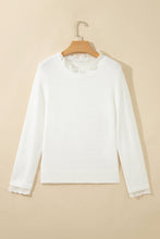 Load image into Gallery viewer, White Lace Trim Neck Cuff Patchwork Long Sleeve Pullover Sweater