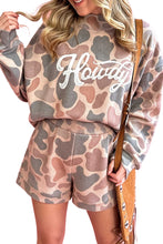 Load image into Gallery viewer, Multicolour Howdy Camouflage High Neck Long Sleeve Top and Shorts Set