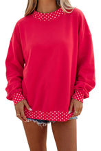 Load image into Gallery viewer, Red Colorblock Polka Dot Contrast Trim Oversized Sweatshirt