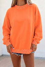 Load image into Gallery viewer, Red Colorblock Polka Dot Contrast Trim Oversized Sweatshirt