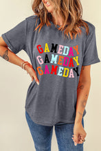 Load image into Gallery viewer, Gray Colorful GAME DAY Graphic Crew T Shirt
