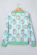 Load image into Gallery viewer, Sky Blue Abstract Dog Print Ribbed Cuff Round Neck Long Sleeve Sweatshirt