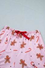 Load image into Gallery viewer, Pink Short Sleeve Placket Shell Button Elastic Waist Lounge Set