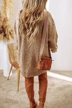 Load image into Gallery viewer, Burgundy Cable Knit Drop Shoulder Loose Fit Sweater Dress