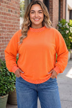 Load image into Gallery viewer, Orange Polka Dot Patchwork Round Neck Plus Size Sweatshirt