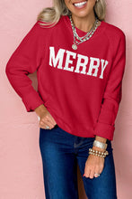 Load image into Gallery viewer, Blackish Green MERRY Letter Pattern Christmas Raglan Sleeve Sweater