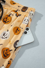 Load image into Gallery viewer, Orange Halloween Pumpkin Print Two Piece Long Sleeve Lounge Set