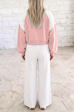 Load image into Gallery viewer, Khaki Polka Dot Patchwork Colorblock Long Sleeve Casual Two Piece Pants Set