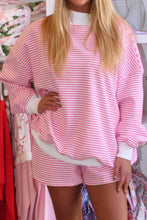 Load image into Gallery viewer, Red Stripe Oversize Mock Neck Sweatshirt and Shorts Set