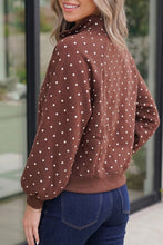 Load image into Gallery viewer, Pink Polka Dot Print Metal Button Collar Casual Pullover Sweatshirt