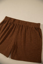 Load image into Gallery viewer, Chestnut Drop Shoulder Long Sleeve Top Elastic Waist Shorts Plus Size Set