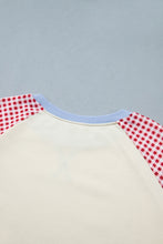 Load image into Gallery viewer, Beige Plaid Sleeve Colorblock Raglan Pullover Sweatshirt