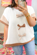 Load image into Gallery viewer, Apricot Bowknot Applique Plus Size Ribbed Top