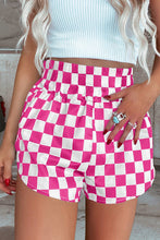 Load image into Gallery viewer, Black Checkered Print High Waist Casual Shorts