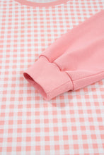 Load image into Gallery viewer, Red Color Block Plaid Patchwork Long Sleeve Pullover Wide Leg Pant Set