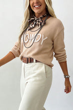 Load image into Gallery viewer, Parchment Corder HOWDY Letter Graphic Crew Neck Relaxed Sweater