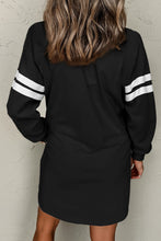 Load image into Gallery viewer, Black Sequin Ghost Graphic Varsity Striped Sleeve Halloween Sweatshirt Dress