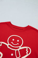 Load image into Gallery viewer, Fiery Red Christmas Embroidered Long Sleeve Casual Round Neck Loose Fit Sweatshirt