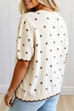 Load image into Gallery viewer, Beige Casual Polka Dot Short Sleeve Round Neck Shift Sweater