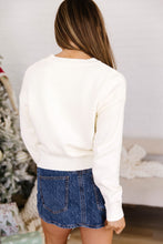 Load image into Gallery viewer, Beige Pixel Snowflake Reindeer Christmas Round Neck Casual Sweater