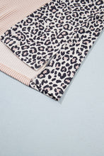 Load image into Gallery viewer, Light French Beige Leopard Print Ribbed Twist Long Sleeve Top Pants Plus Size Set