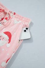 Load image into Gallery viewer, Pink Abstract Santa Pattern Long Sleeve Two Piece Shift Lounge Set