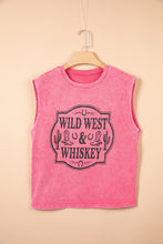 Load image into Gallery viewer, Bonbon Toner Washed Wild West Whiskey Print Sleeveless Muscle Top