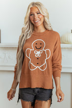 Load image into Gallery viewer, Brown Oversized Drop Shoulder Round Neck Christmas Sweater