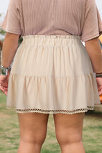 Load image into Gallery viewer, Navy Blue Plus Size Frilled Elastic Waist Lace Trim Boho Ruffled Shorts