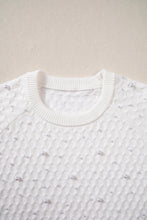 Load image into Gallery viewer, White Solid Textured Knit Pearl Embellished Pullover Sweater